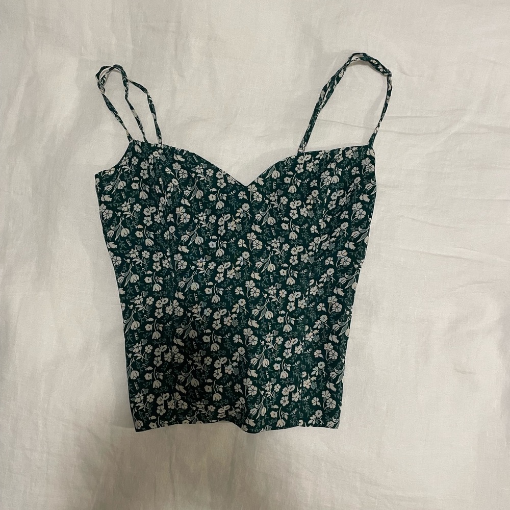 Reformation Green Floral Top